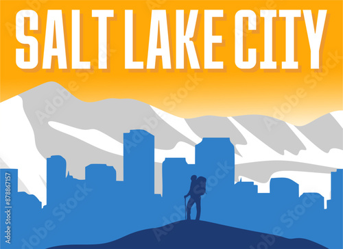 salt lake city utah with city silhouette