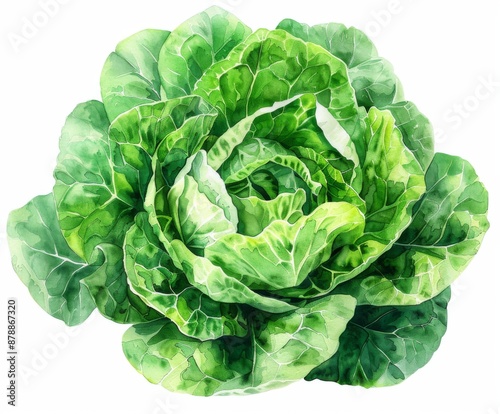 Wallpaper Mural Fresh Green Lettuce Head Isolated on White Background - Healthy Eating, Vegan Food image. Torontodigital.ca