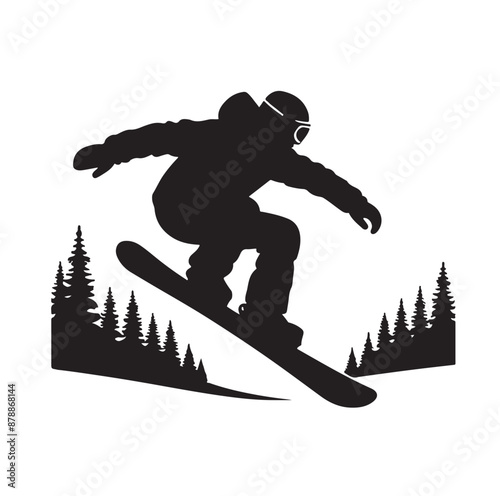 snowboarder silhouette vector illustration