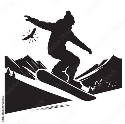 snowboarder silhouette vector illustration