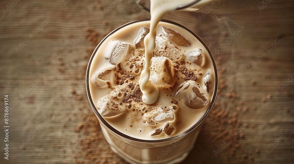 Iced Coffee with Milk and Ice Cubes Iced Coffee with Milk and Ice Cubes