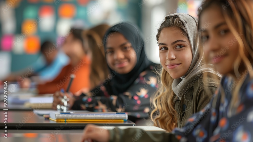 Multicultural Students Learning A multicultural classroom, students from various backgrounds learning ...