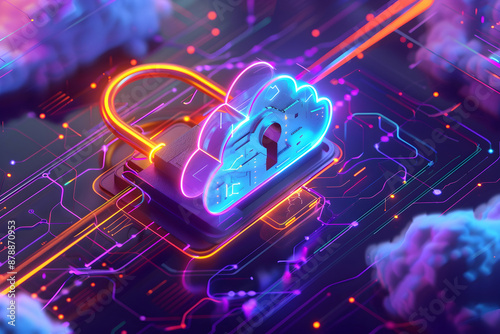 Abstract Digital Artwork of Cloud Computing Security