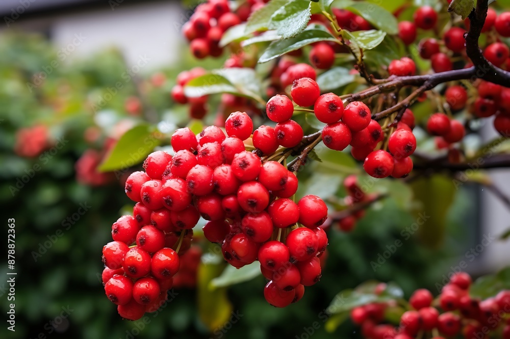 Hawthorn Berrys hanging from a tree branch in the Hawthorn Berry orchard Hawthorn Berrys hanging from a tree branch in the Hawthorn Berry orchard