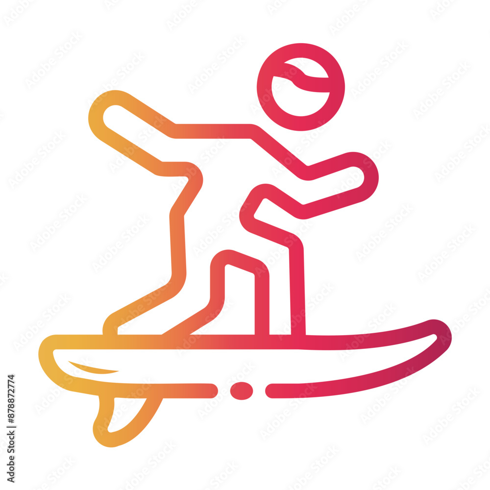 surfing Line Gradient Icon surfing Line Gradient Icon
