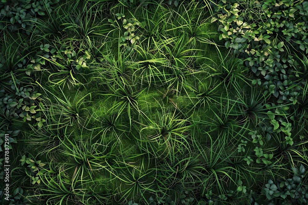 Lush green grass and foliage seamless texture background Lush green grass and foliage seamless texture background