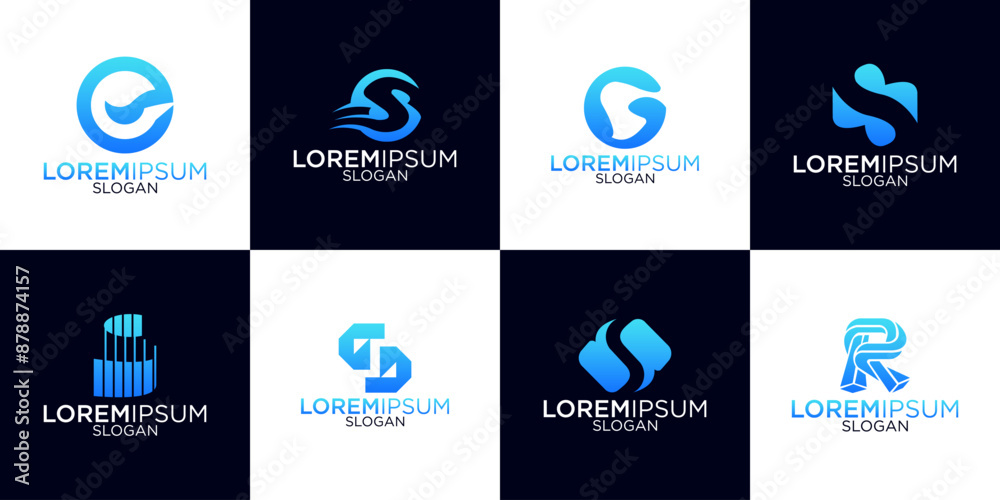 set of abstract monogram initials logo collection, business logo design vector template set of abstract monogram initials logo collection, business logo design vector template