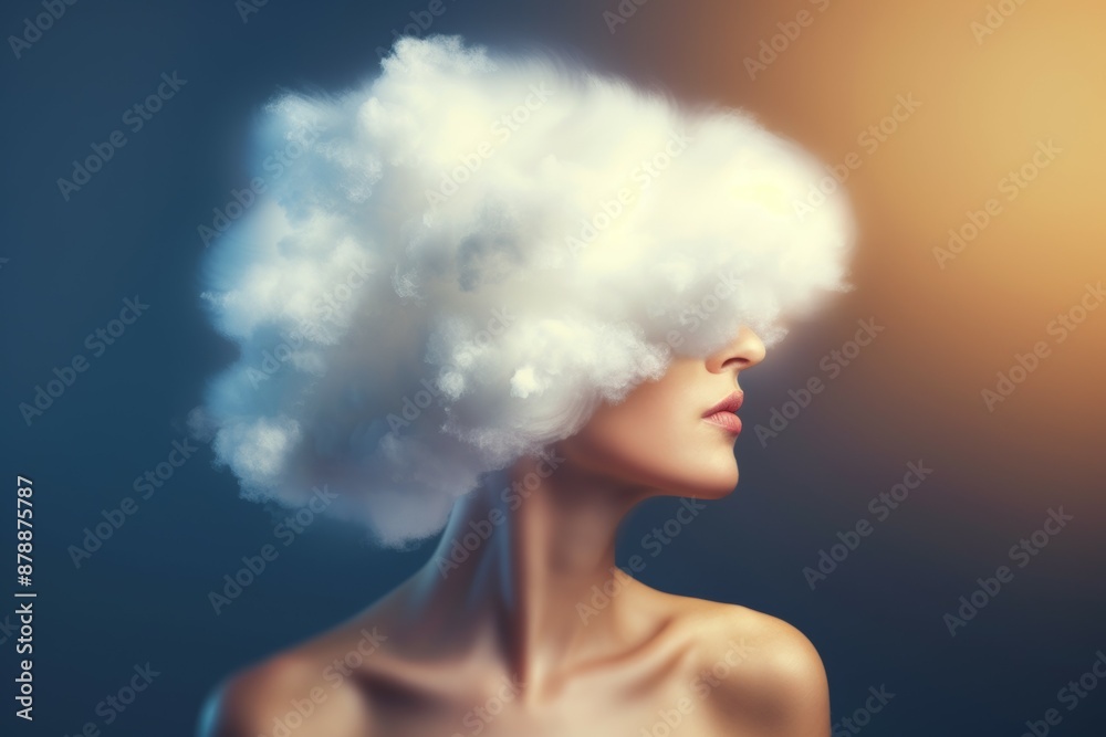 A woman's face is obscured by a cloud A woman's face is obscured by a cloud