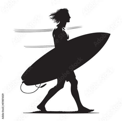 silhouette of Men with surfboard vector illustration
