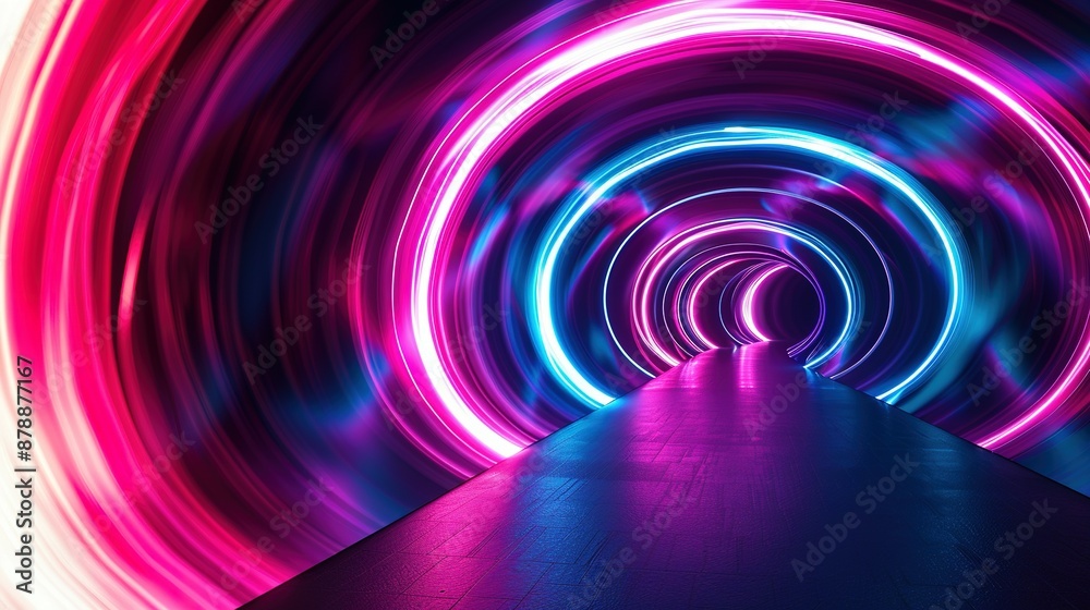 Neon Pink and Blue Swirls and Arches: Dark Background Art Neon Pink and Blue Swirls and Arches: Dark Background Art