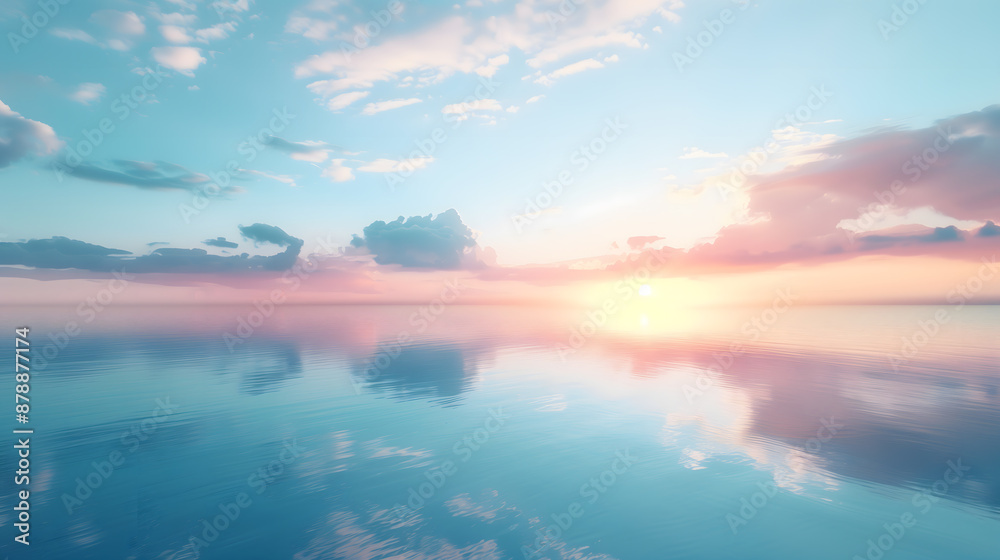 A breathtaking sunrise over a calm, reflective body of water A breathtaking sunrise over a calm, reflective body of water