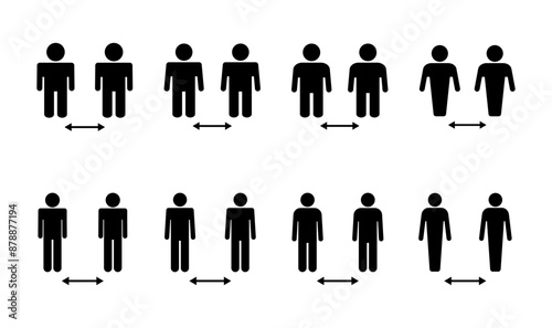 Social distance icon set. social distancing icon. self quarantine sign