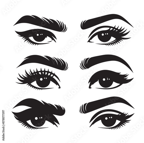 man and woman isolated vector eyes and eyebrows silhouette illustration