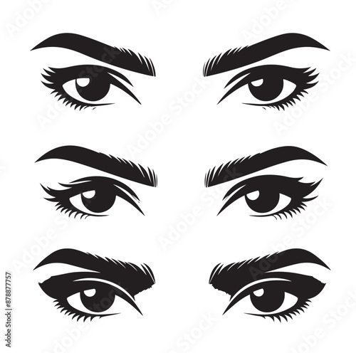 man and woman isolated vector eyes and eyebrows silhouette illustration