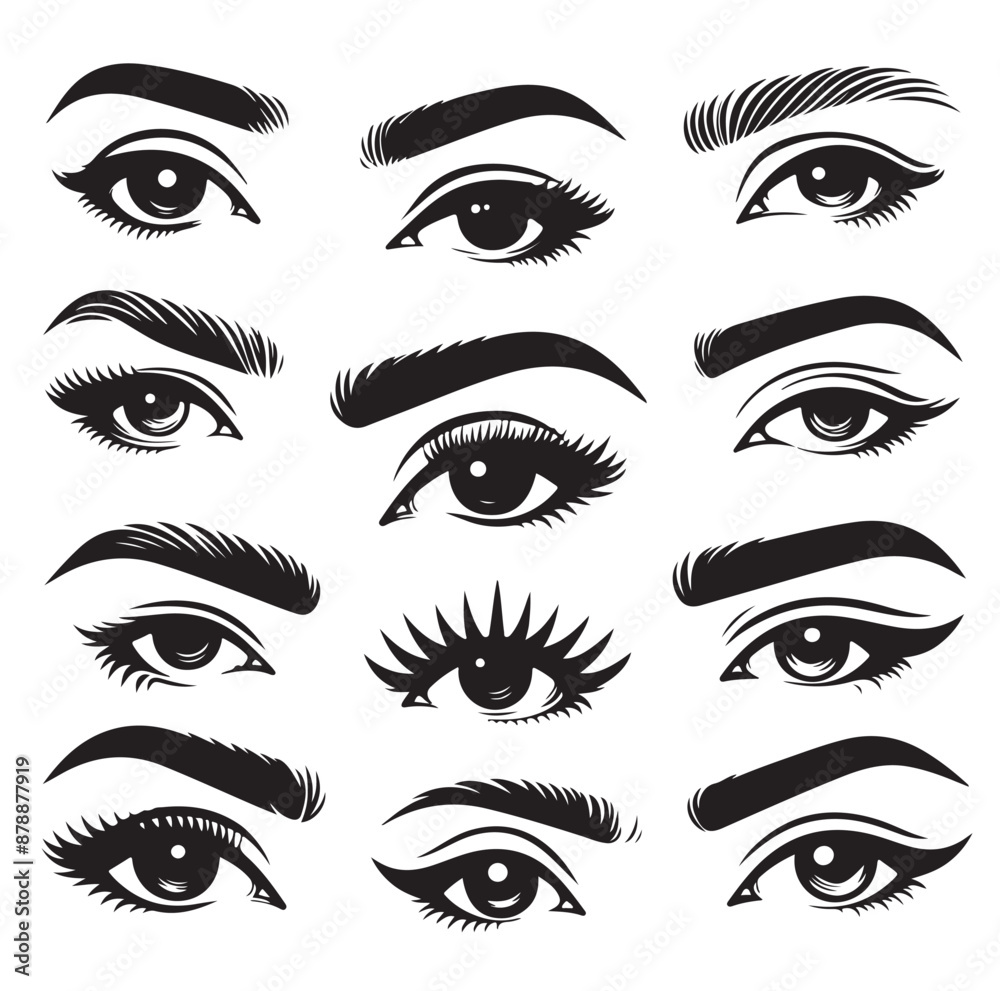 man and woman isolated vector eyes and eyebrows silhouette illustration man and woman isolated vector eyes and eyebrows silhouette illustration