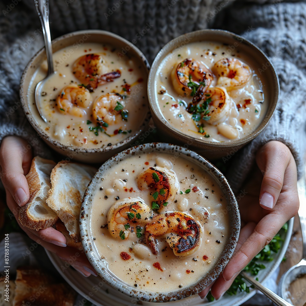 Creamy White Bean Soup with Shrimp Creamy White Bean Soup with Shrimp