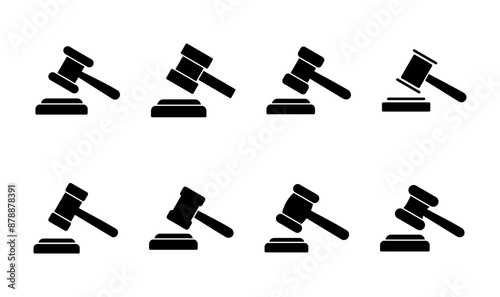 Gavel icon set. judge gavel icon vector. law icon vector. auction hammer