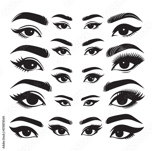 man and woman isolated vector eyes and eyebrows silhouette illustration