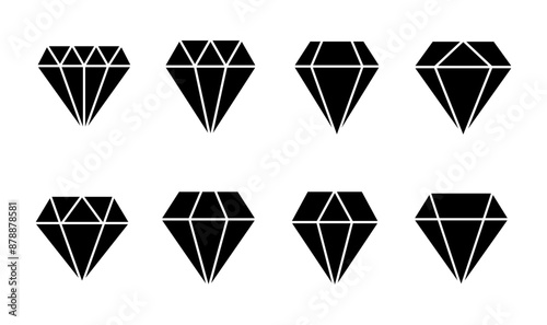 Diamond icon set. diamond gems vector icon.