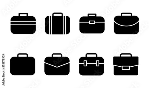 Briefcase icon set. suitcase icon. luggage symbol.