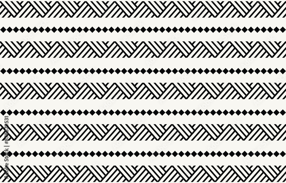 Ethnic tribal black and white background. Seamless tribal african stripe pattern, folk embroidery, tradition geometric ornament. Traditional design for fabric, textile, print, rug, paper Ethnic tribal black and white background. Seamless tribal african stripe pattern, folk embroidery, tradition geometric ornament. Traditional design for fabric, textile, print, rug, paper