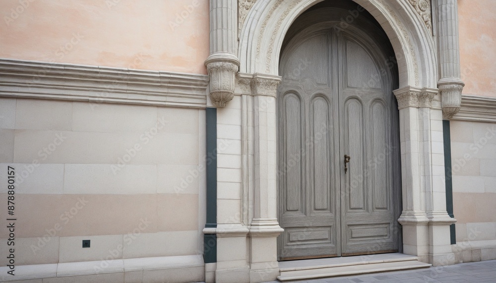antique entrance door at a street