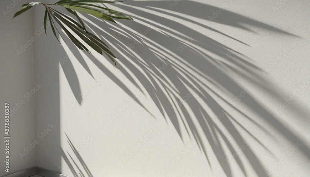 Fototapeta premium Concrete texture with coconut palm leaves shadow 