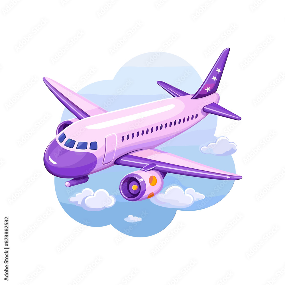 Naklejka premium a cute purple airplane flying with a big white sign