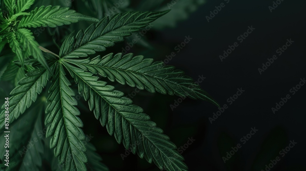 Cannabis leaf against a dark backdrop Cannabis leaf against a dark backdrop
