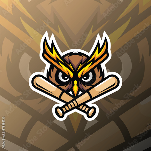 a brown owl head carrying a baseball bat