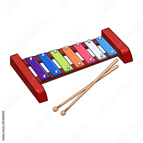 baby xylophone cartoon. metallophone rhythm, creative stick, wood music baby xylophone sign. isolated symbol vector illustration