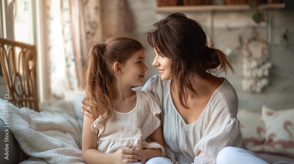 Mother and daughter bonding at home, family love concept Mother and daughter bonding at home, family love concept