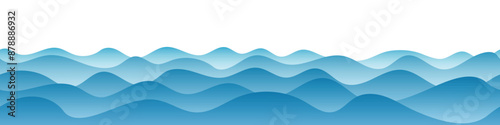 Vector drawing of sea waves, natural background, seamless border	