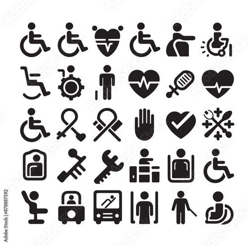 Disabled icons Silhouette vector illustration