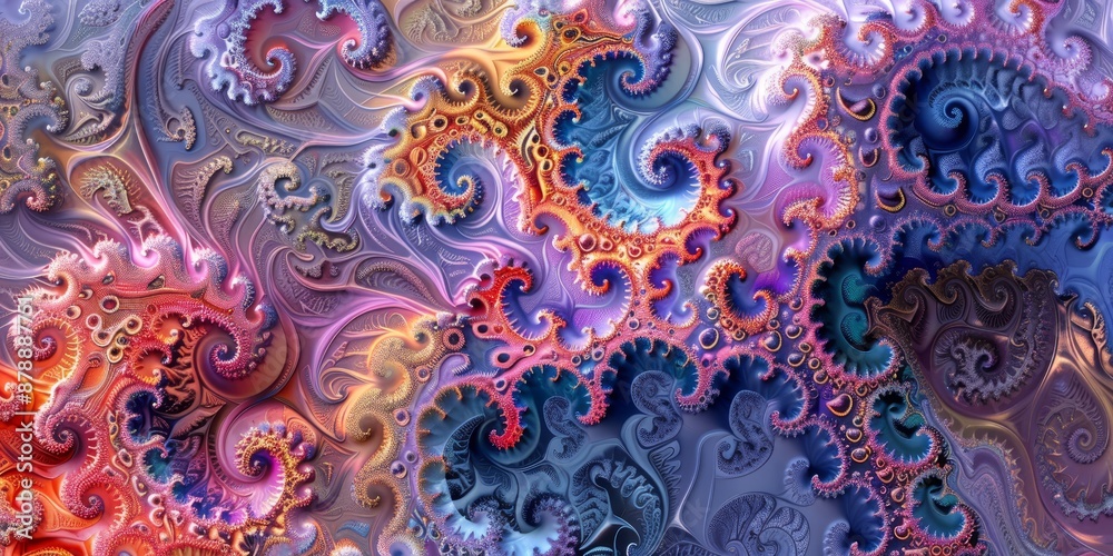 Abstract fractal art with intricate, repeating patterns and a hypnotic effect Abstract fractal art with intricate, repeating patterns and a hypnotic effect