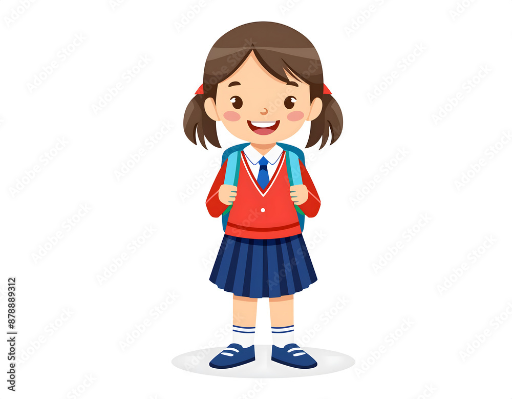 一位背着书包的小学生卡通插画 一位背着书包的小学生卡通插画