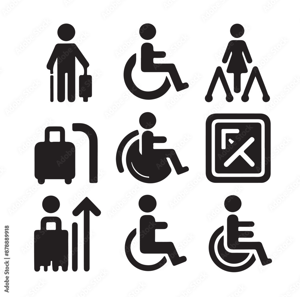 Disabled icons Silhouette vector illustration Disabled icons Silhouette vector illustration