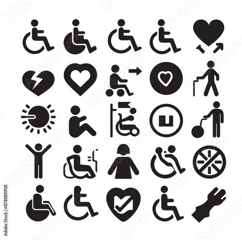 Disabled icons Silhouette vector illustration