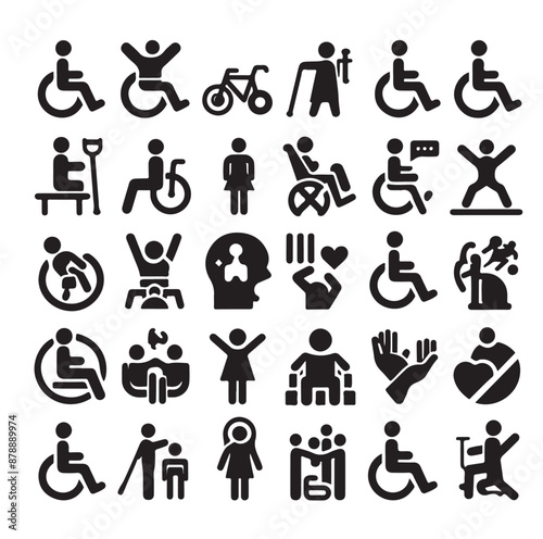 Disabled icons Silhouette vector illustration