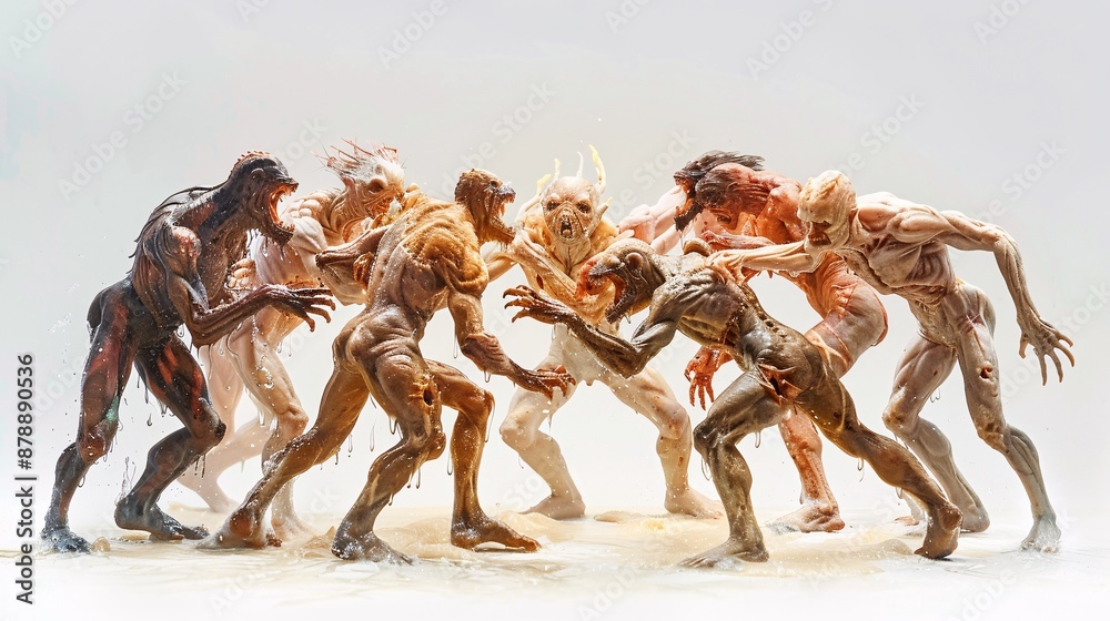 Obraz premium Picture of a strange group of wrestlers