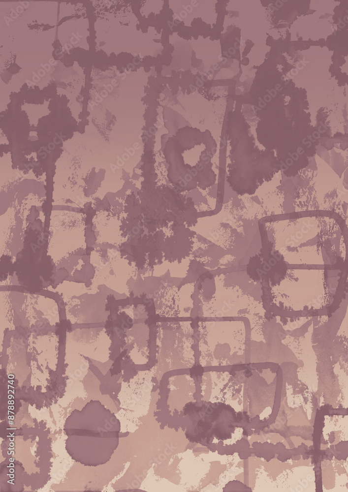 Fototapeta premium ピンクの手描き幾何学模様の水彩テクスチャ背景