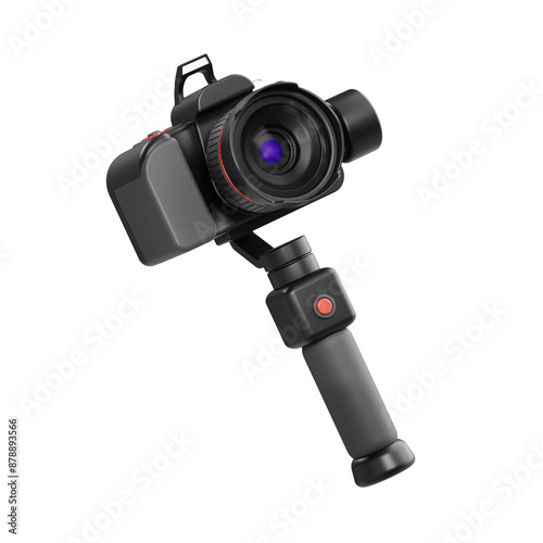 gimbal with camera 3d icon, content creator 3d icon set, transparent background