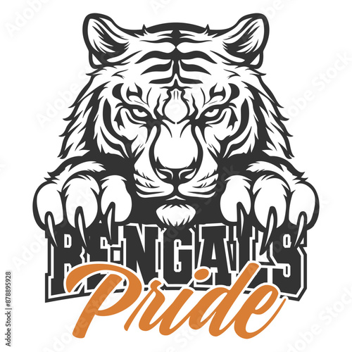 Bengals Illustration Clip Art Design Shape. Mascot Silhouette Icon Vector.	
