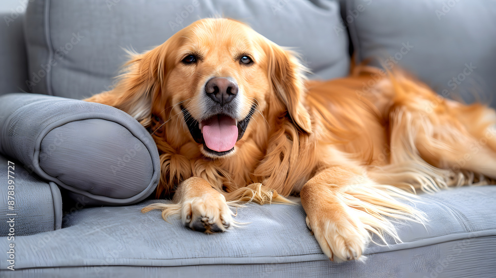 Cheerful Golden Retriever in a Cozy Home