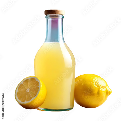 bottle of lemonade with lemon