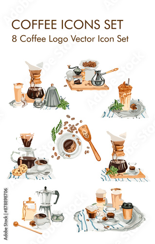 Coffee logo vector Icon set 