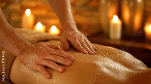 Wallpaper Mural Closeup of hands giving a back massage with oil. Torontodigital.ca