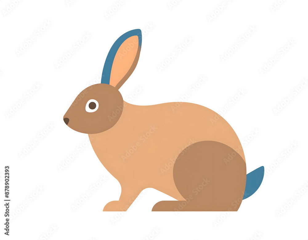 Obraz premium A cartoon illustration of a chubby rabbit lying on a white background