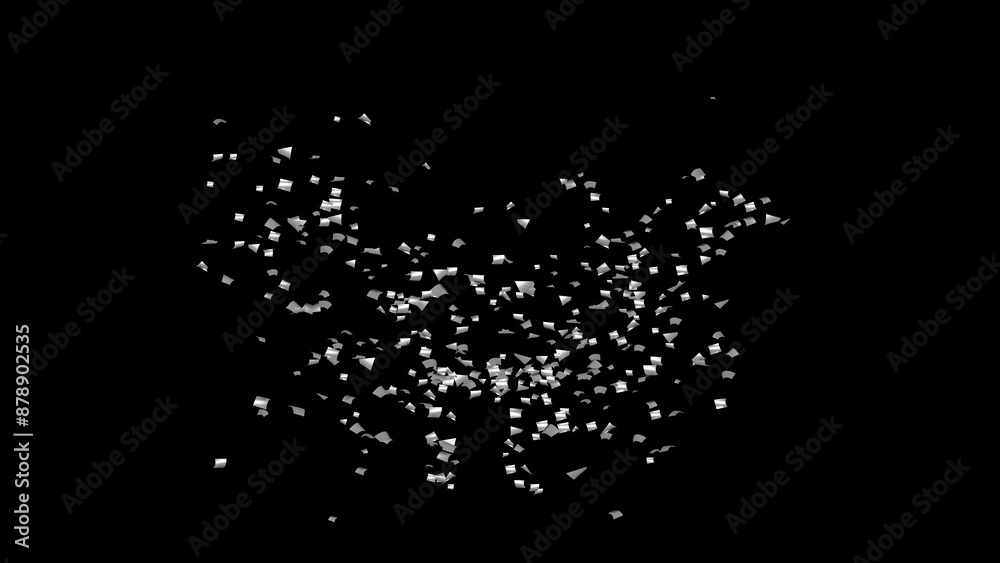 Fototapeta premium Silver confetti on black background. Party, birthday background, confetti, festive, surprise. 