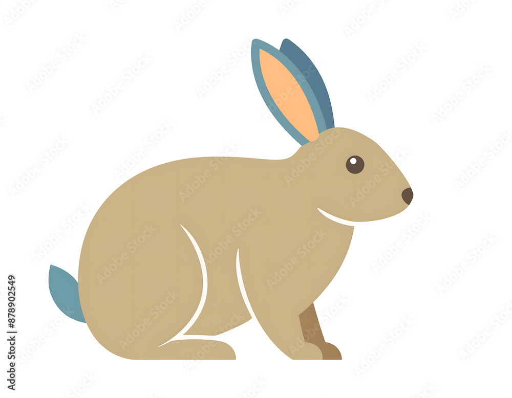 A cartoon illustration of a chubby rabbit lying on a white background A cartoon illustration of a chubby rabbit lying on a white background
